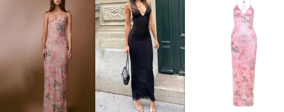 Floral Print Halter Spaghetti Straps Dress Sexy Slim Butterfly Back Dressess Spring Summer Womens Clothing - PratSN