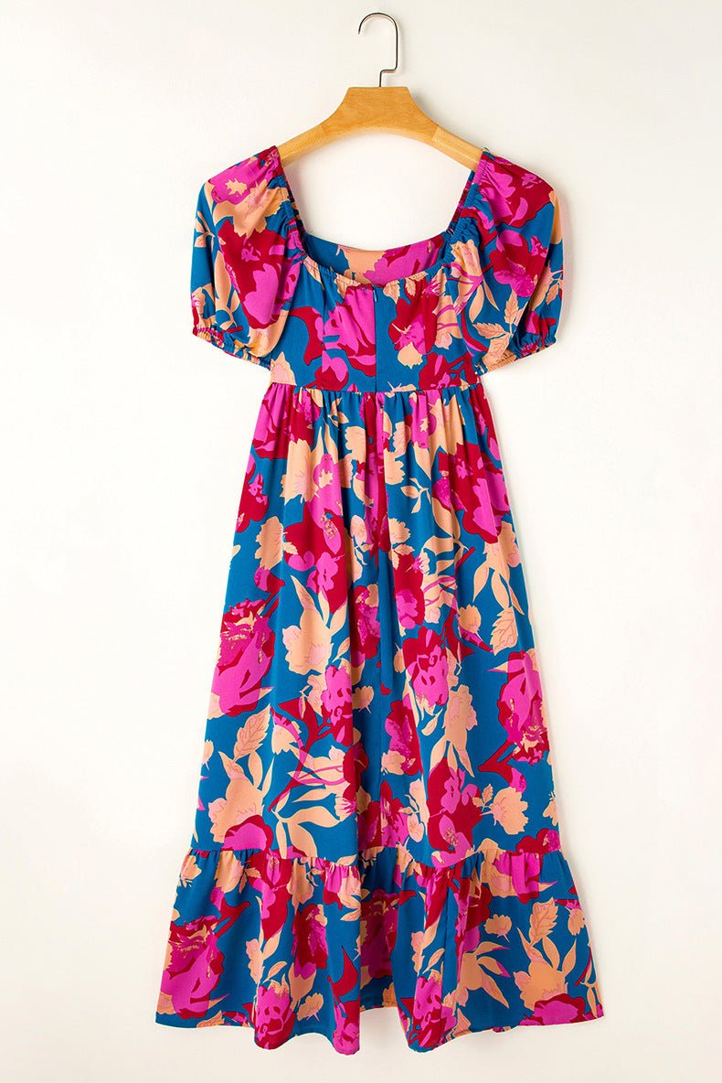 Floral Print Short Sleeve Dress Women - PratSN