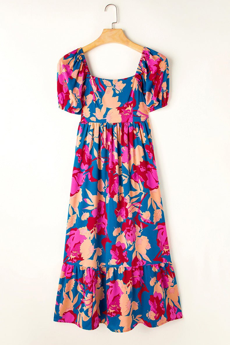 Floral Print Short Sleeve Dress Women - PratSN