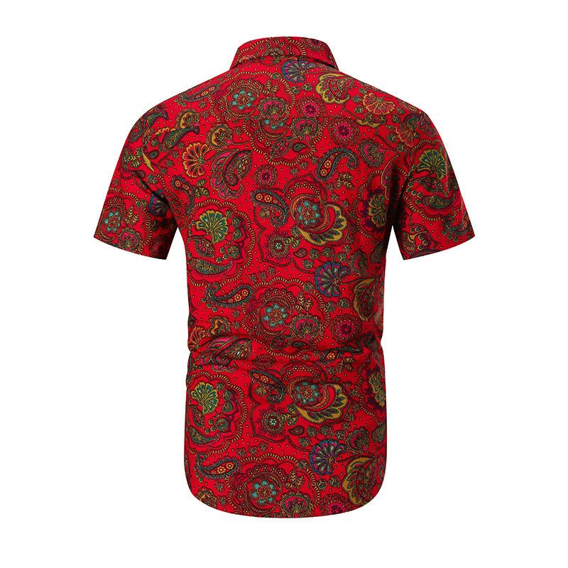 Floral print short - sleeved lapel shirt - PratSN