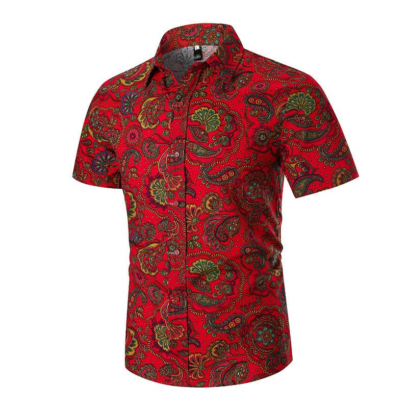 Floral print short - sleeved lapel shirt - PratSN