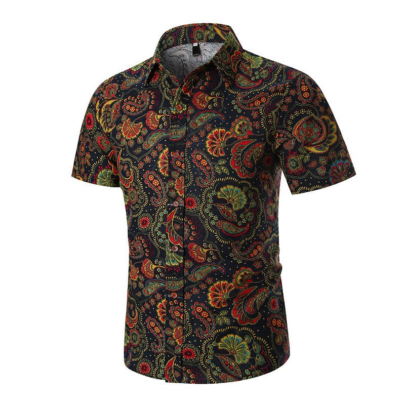 Floral print short - sleeved lapel shirt - PratSN
