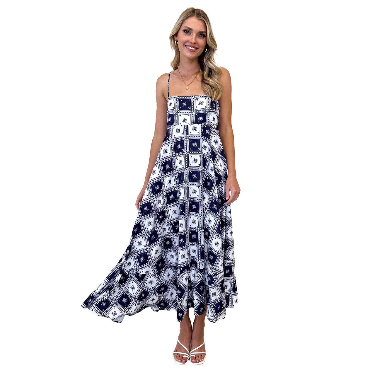 Floral Print Suspender Dress Summer Slim Fit Long Dresses For Womens Clothing - PratSN