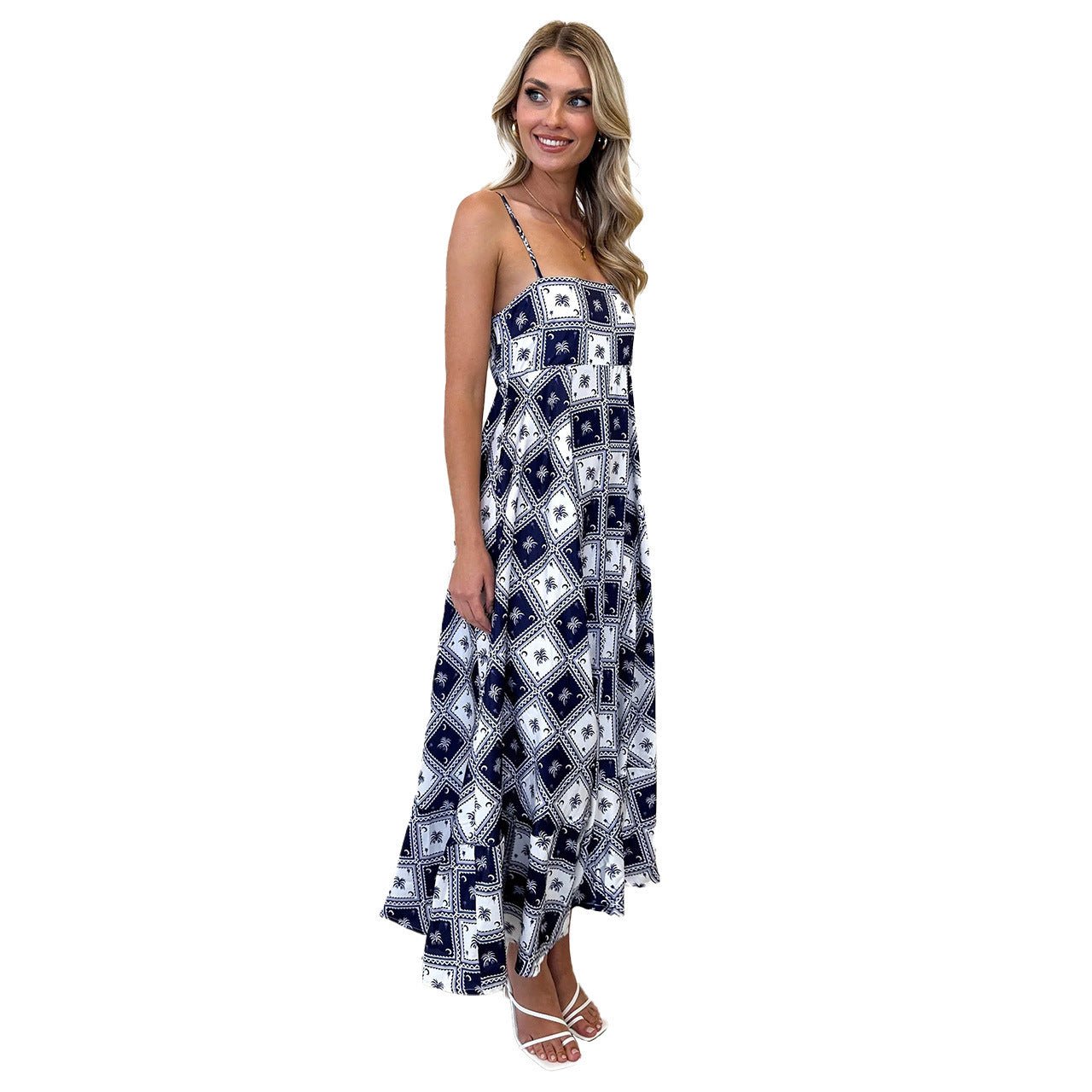 Floral Print Suspender Dress Summer Slim Fit Long Dresses For Womens Clothing - PratSN