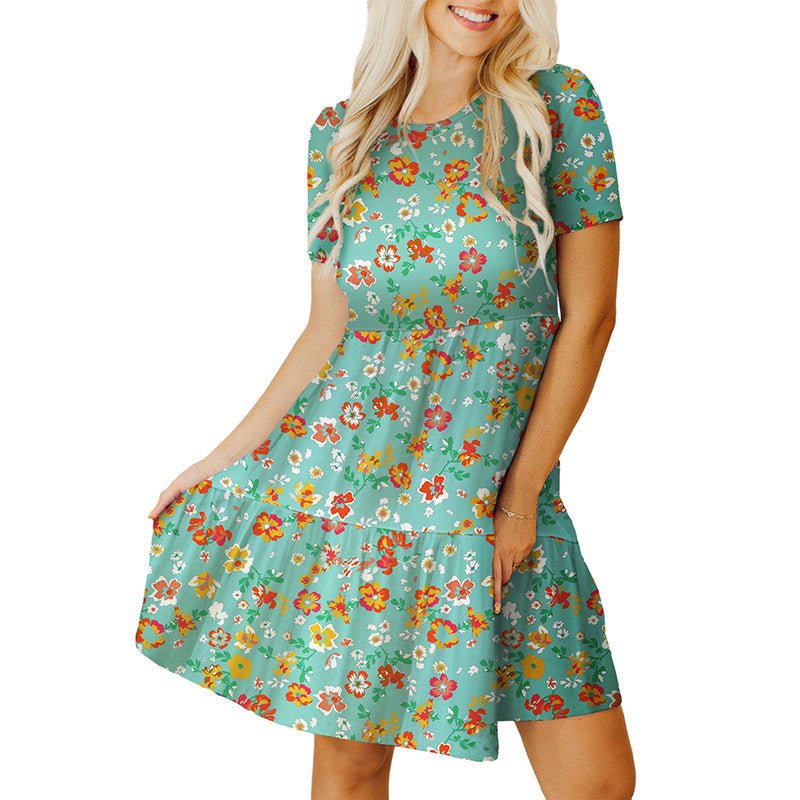 Floral Short Sleeve Dress Women - PratSN