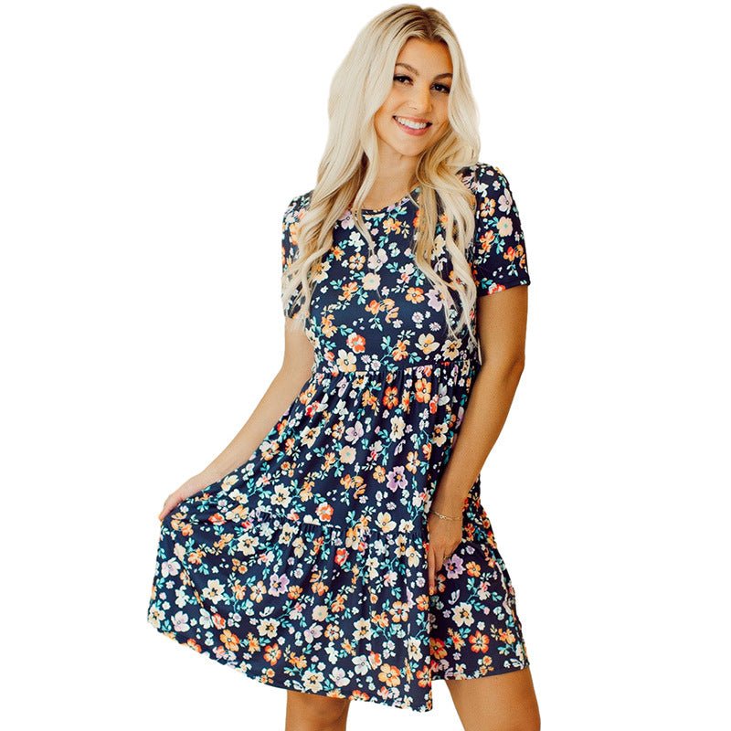 Floral Short Sleeve Dress Women - PratSN