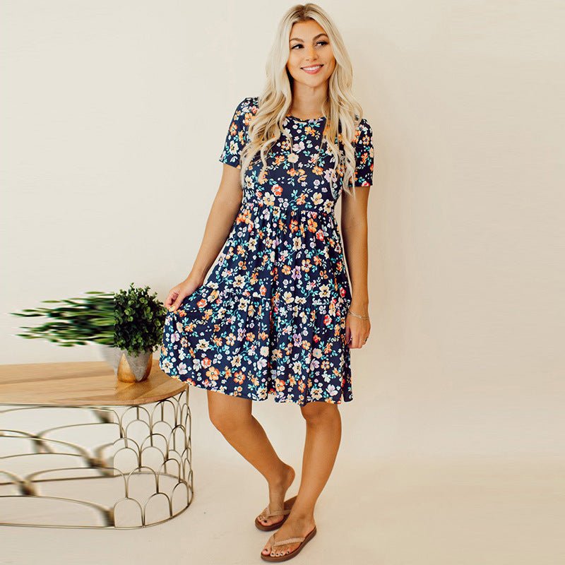 Floral Short Sleeve Dress Women - PratSN