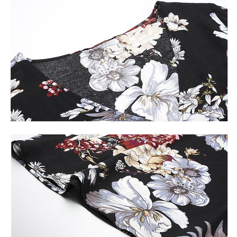 Floral Summer Beach Dress With V Neck Elastic Waist Dresses For Women - PratSN