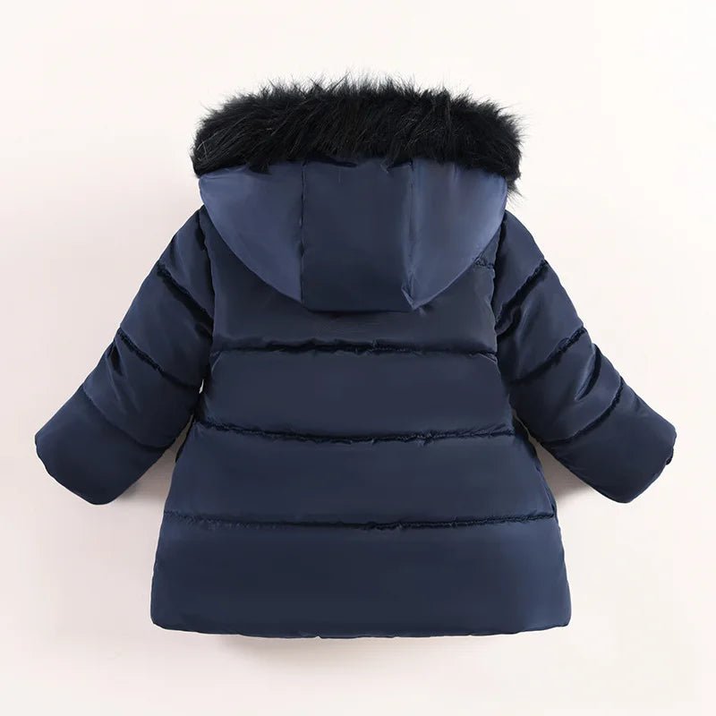 Flowers Autumn Winter Girls Jacket Fur Collar Keep Warm Little Princess Coat Hooded Zipper Baby Outerwear 1 - 5 Years Kids Clothes - PratSN