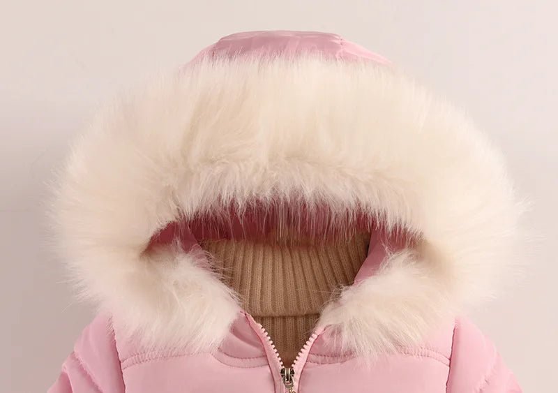 Flowers Autumn Winter Girls Jacket Fur Collar Keep Warm Little Princess Coat Hooded Zipper Baby Outerwear 1 - 5 Years Kids Clothes - PratSN