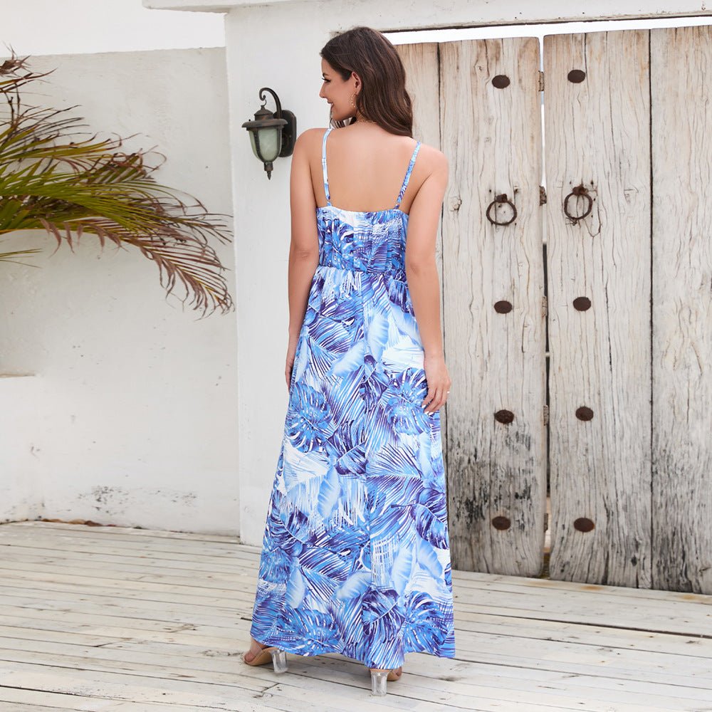 Flowers Long Dress Summer Swing Holiday Beach Dress - PratSN
