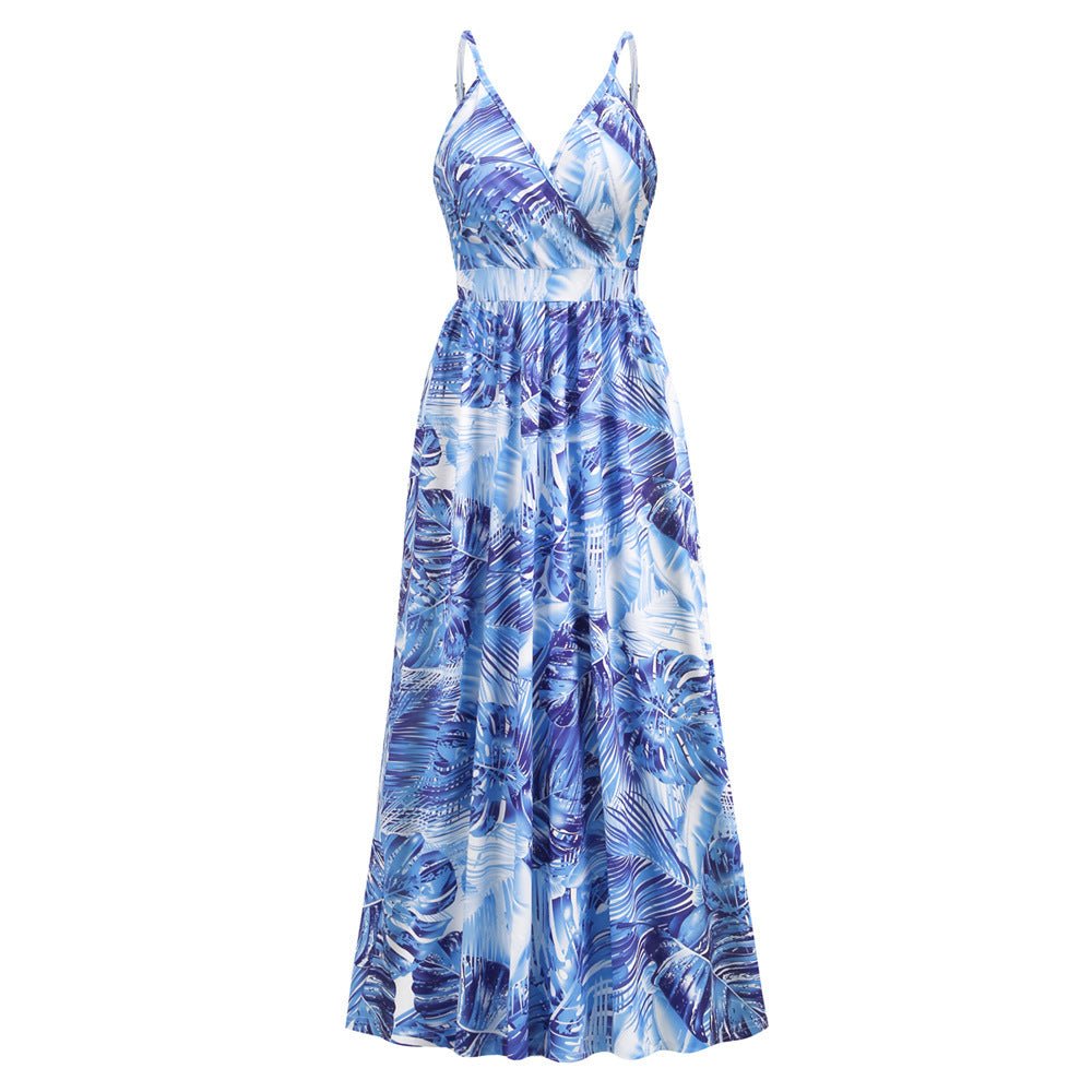 Flowers Long Dress Summer Swing Holiday Beach Dress - PratSN