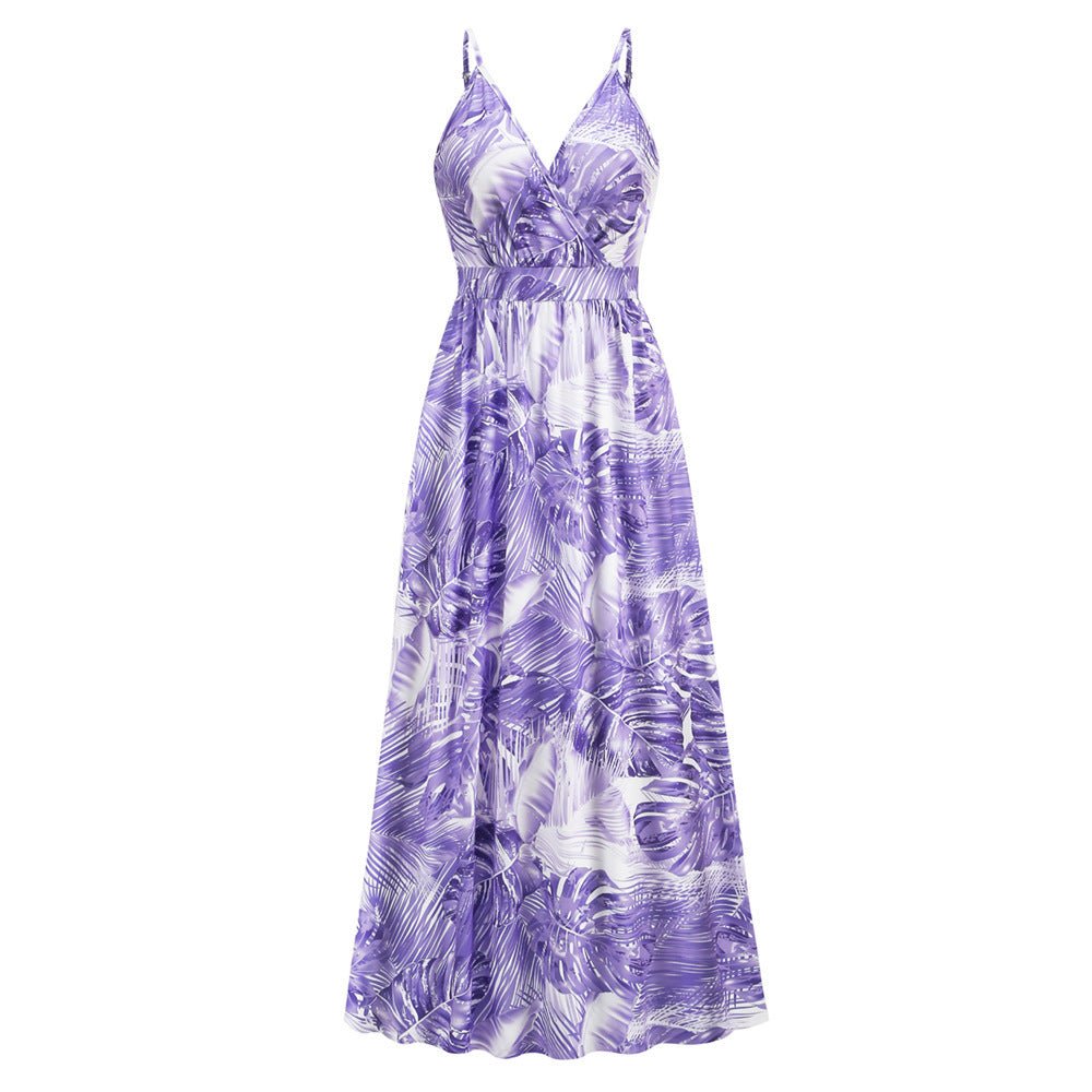 Flowers Long Dress Summer Swing Holiday Beach Dress - PratSN