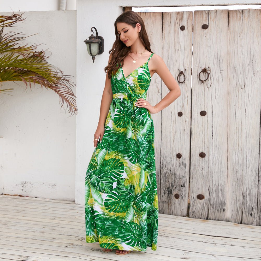 Flowers Long Dress Summer Swing Holiday Beach Dress - PratSN