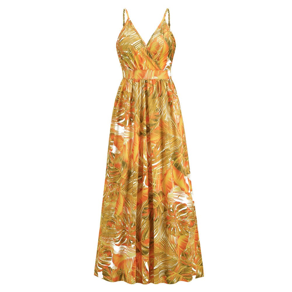 Flowers Long Dress Summer Swing Holiday Beach Dress - PratSN