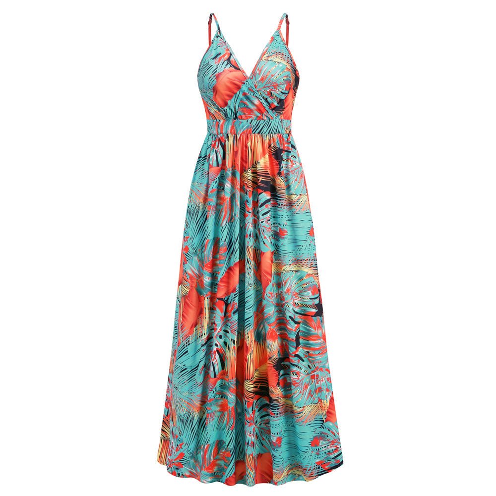 Flowers Long Dress Summer Swing Holiday Beach Dress - PratSN