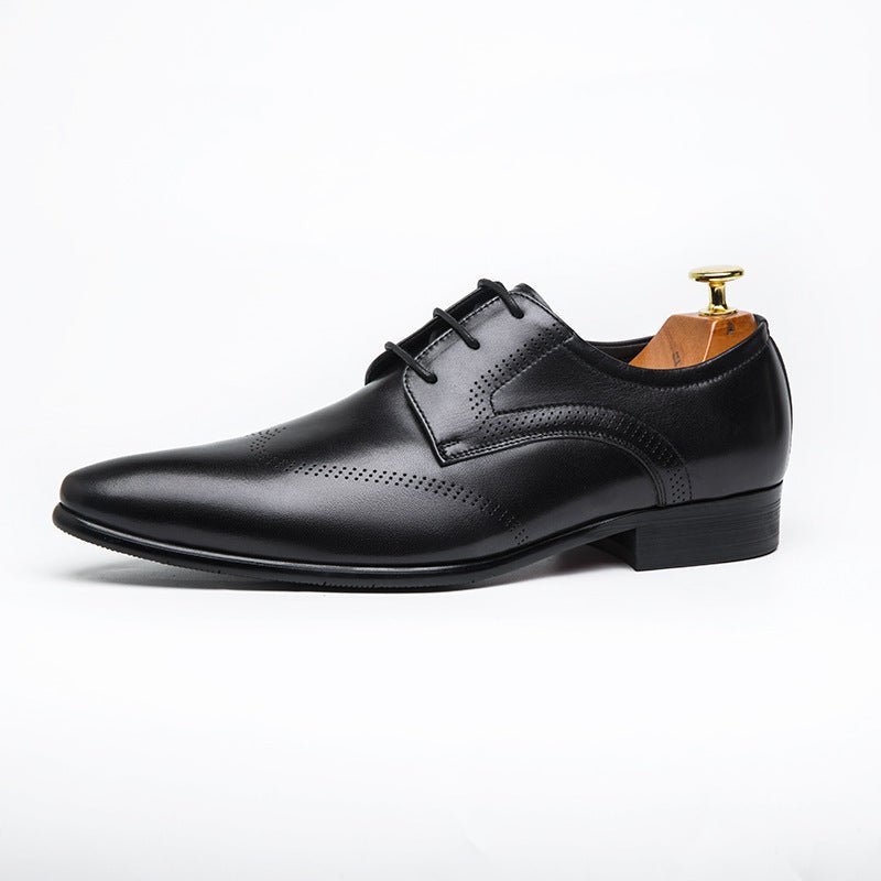 Formal Shoes Summer Pointed Brown Brooch Carved Male Wedding Shoes Lace - up Derby Shoes - PratSN