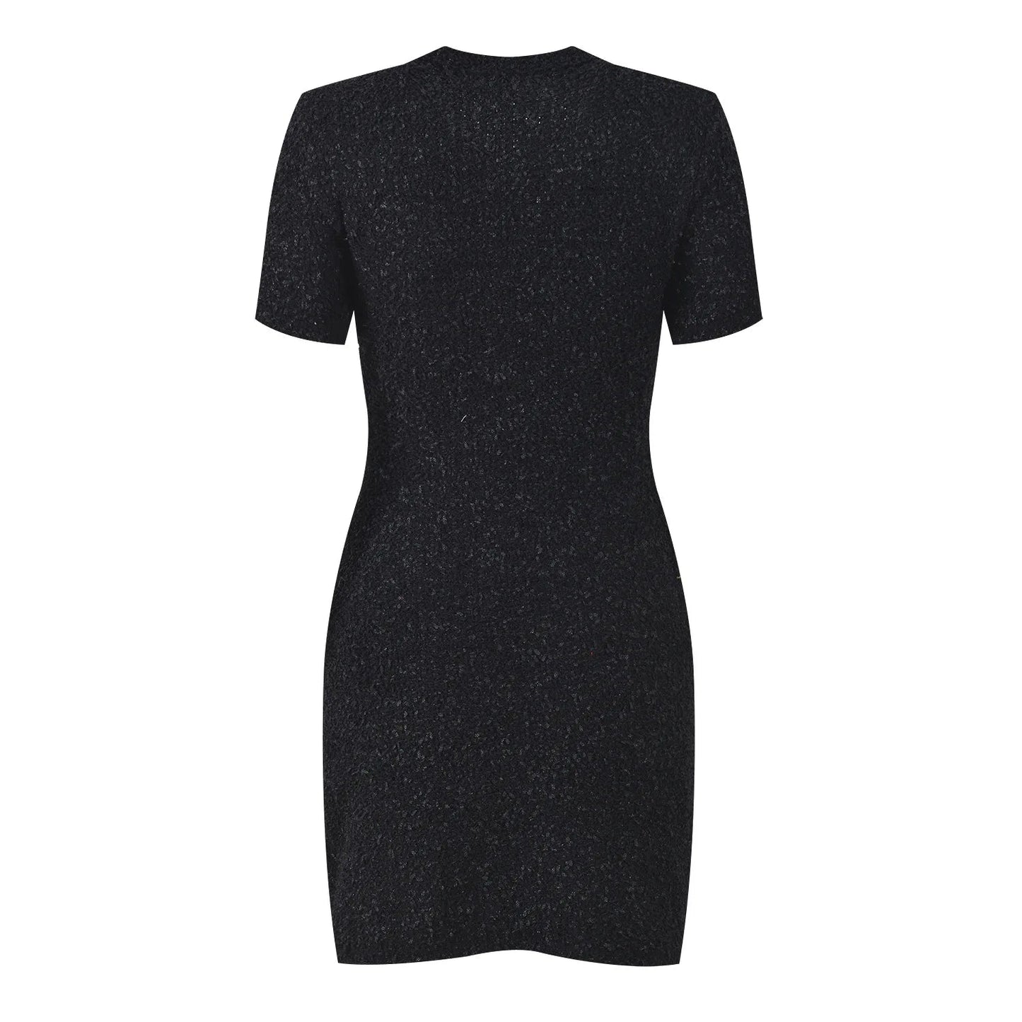 French Style Luxury Rhinestone O - neck 2025 Lady Short Sleeve Wear Women Slim Fitted Knit Mini Dress - PratSN