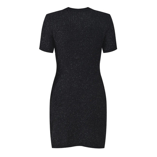 French Style Luxury Rhinestone O - neck 2025 Lady Short Sleeve Wear Women Slim Fitted Knit Mini Dress - PratSN