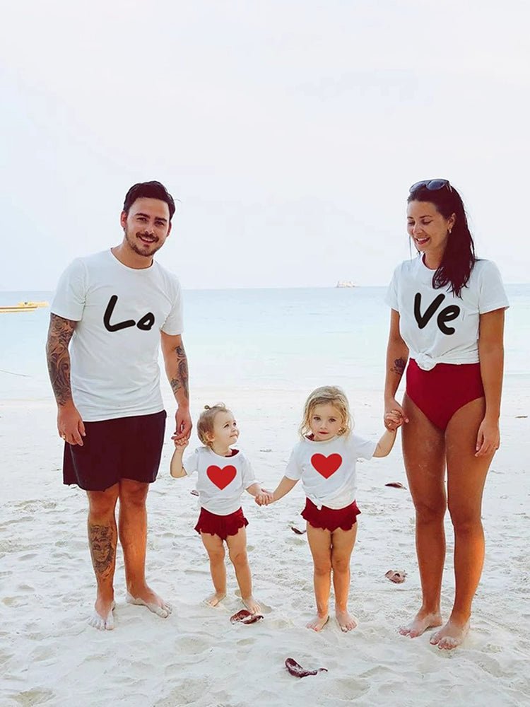 Fried Street Parent - Child Clothes Baby Family Three Or Four Summer Clothes 2025 New Arrival Western Style Mother - Daughter Matching Outfit Mother - Child Suit Short Sleeve T-shirt - PratSN