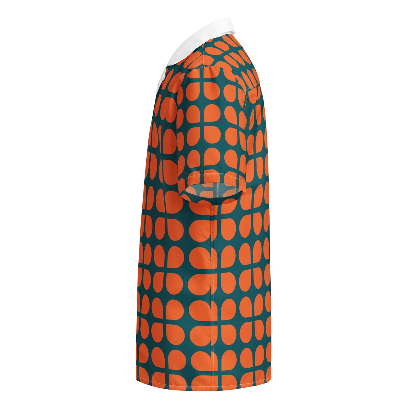 Geometric Pattern Unisex Button Shirt in Orange and Sherpa Blue - PratSN