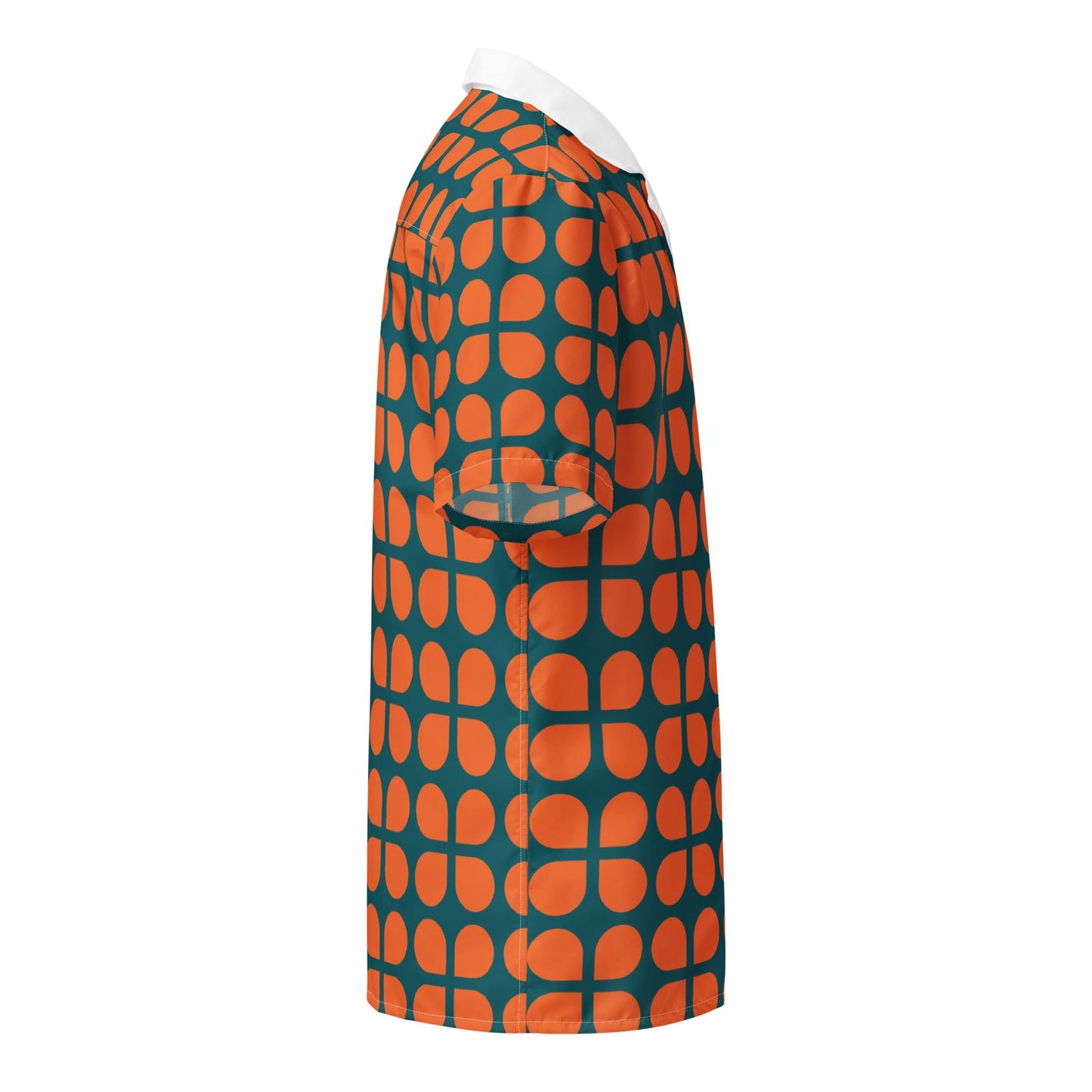 Geometric Pattern Unisex Button Shirt in Orange and Sherpa Blue - PratSN
