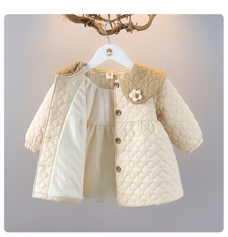 Girl 2 Children Fleece - lined Small Cotton - Padded Clothes Birthday Party 1 Baby Girl Coat 3 Children 2 Cotton - Padded Children Clothes Fashionable Winter Clothes Baby Quilt Coat Go out - PratSN
