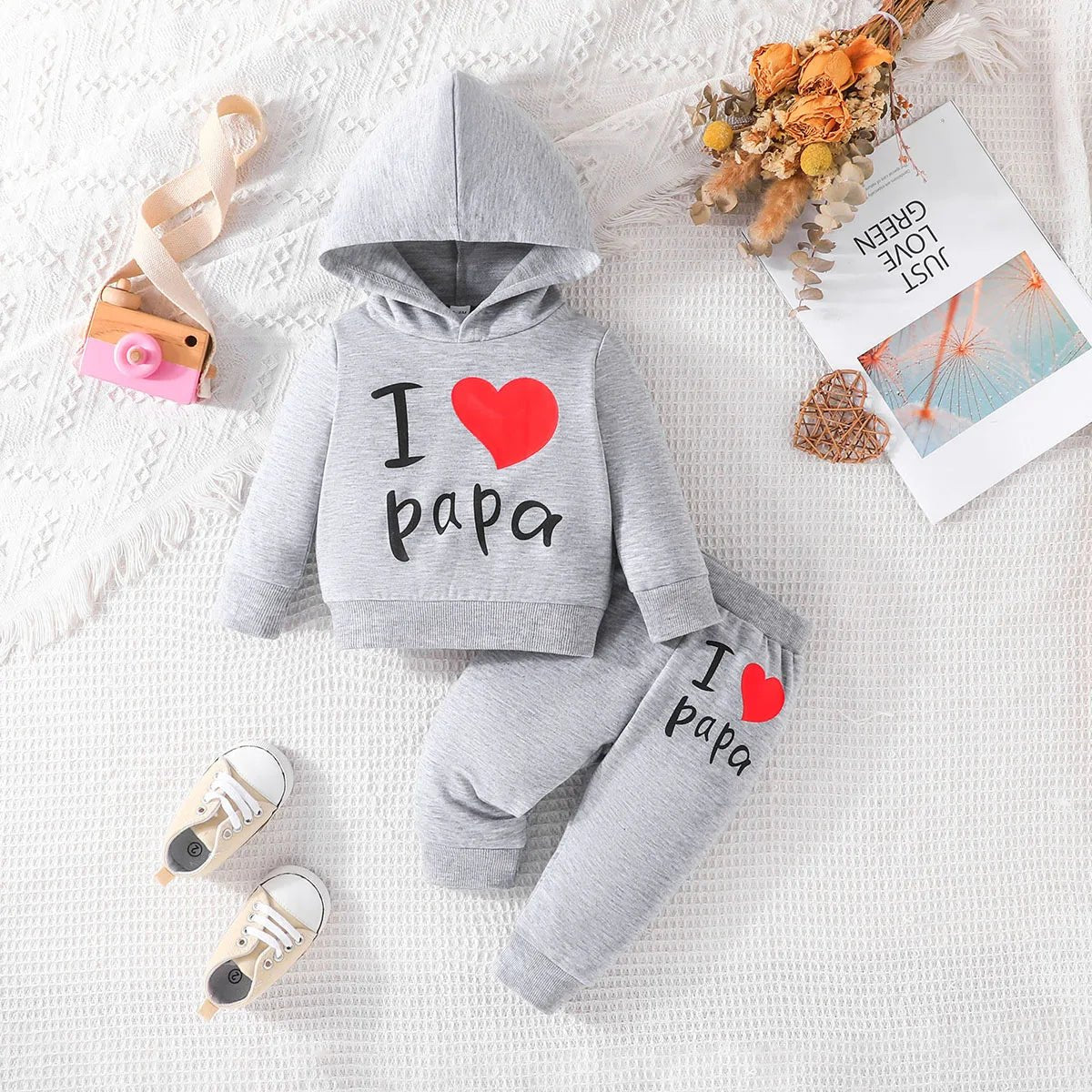 Girls Boy 3 - 24 Months Cute Letter Long Sleeve Hoodie Tee Long Pants Outfit Toddler Infant Clothing Set Fashion Kids Wear - PratSN