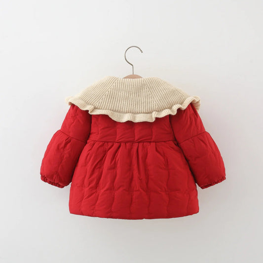 Girl's Coat Winter Solid Color Warm Baby Girl's Outerwear Cute Flower Baby Jackets Baby Winter Clothes - PratSN