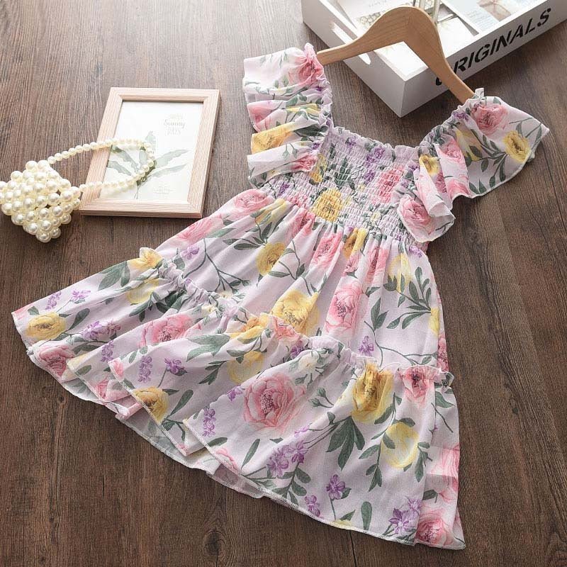 Girls Fly Sleeve Floral Dress Summer - PratSN