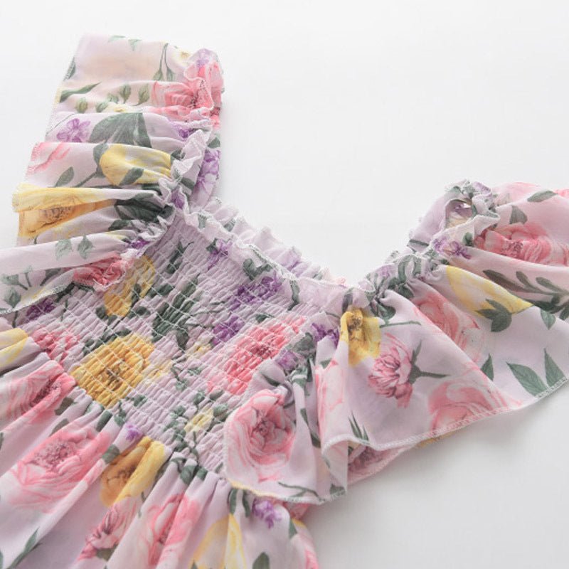 Girls Fly Sleeve Floral Dress Summer - PratSN