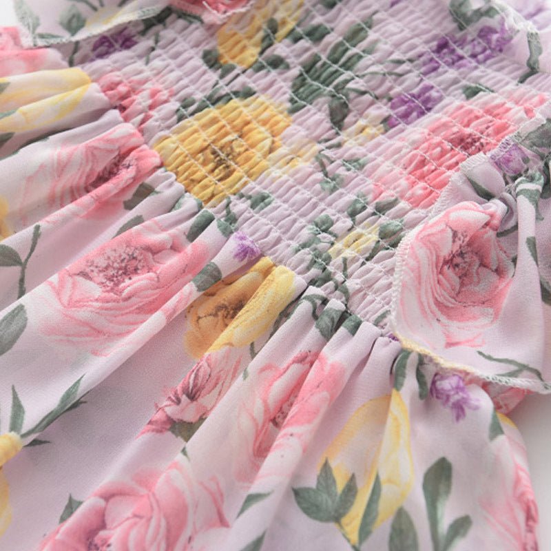 Girls Fly Sleeve Floral Dress Summer - PratSN