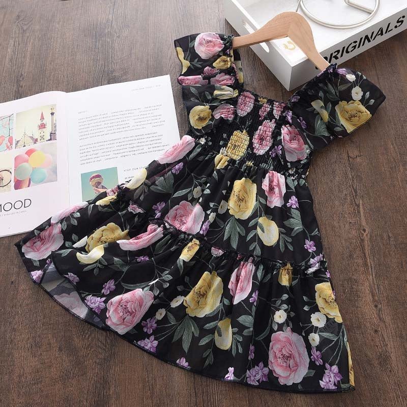 Girls Fly Sleeve Floral Dress Summer - PratSN