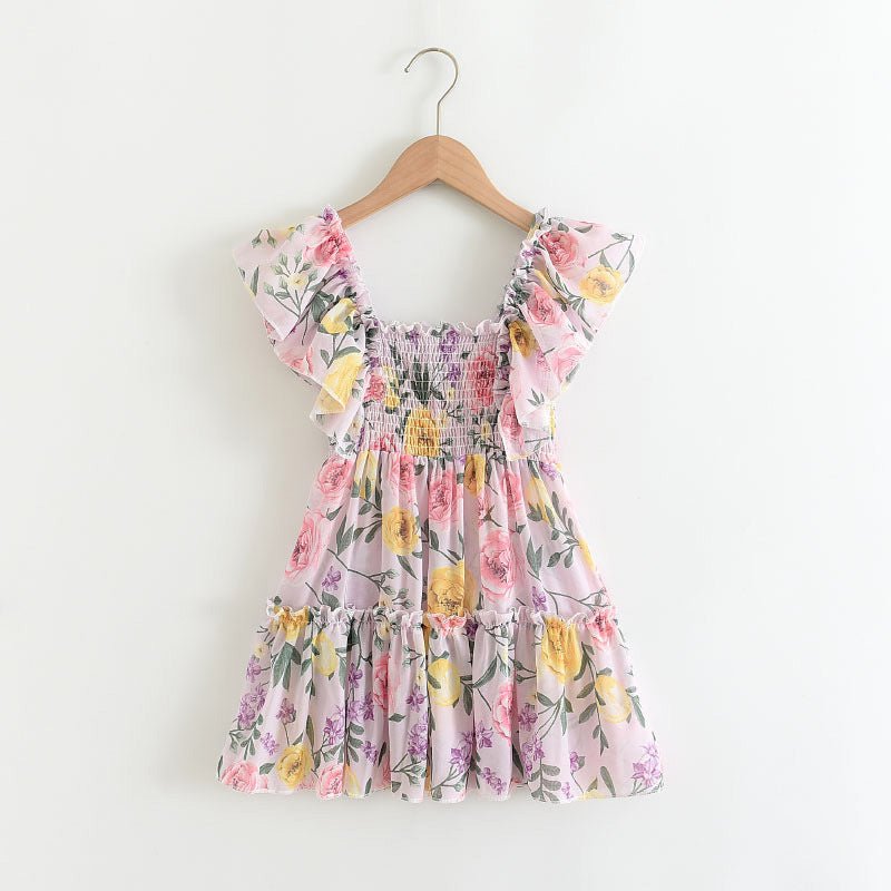Girls Fly Sleeve Floral Dress Summer - PratSN