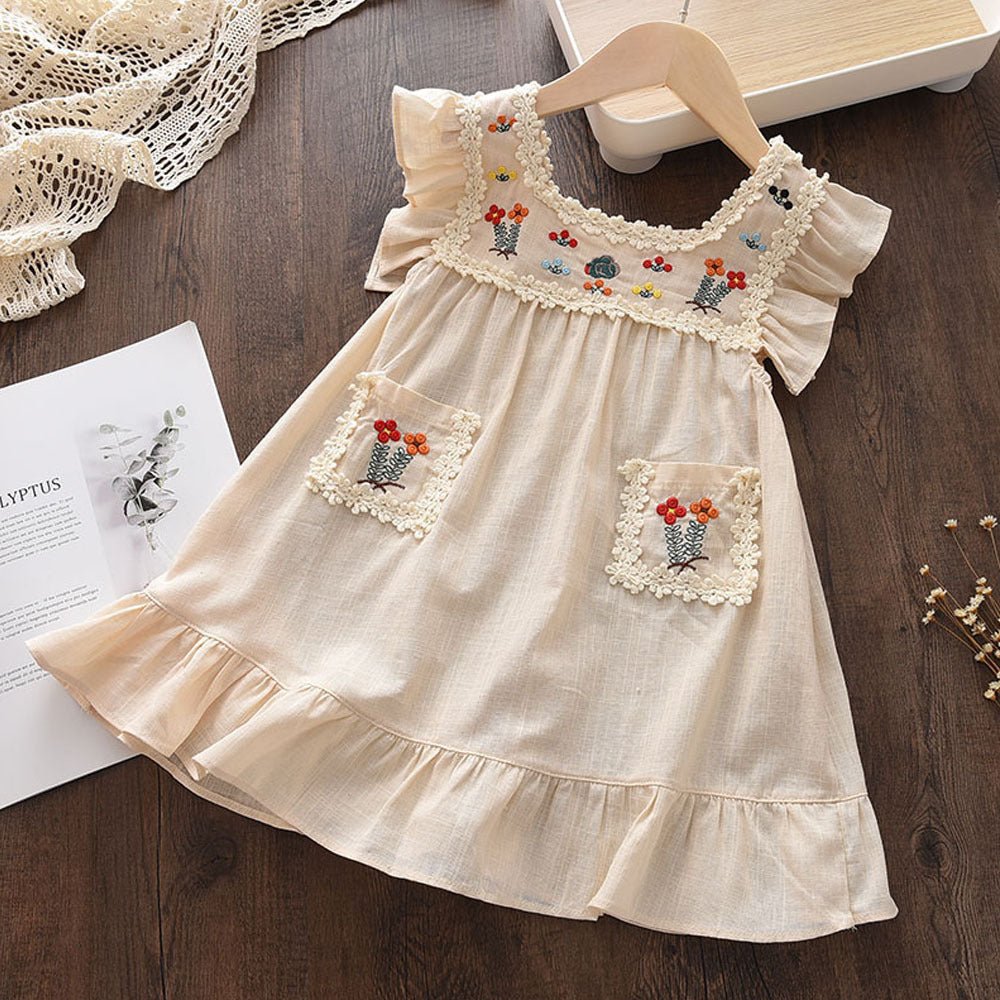 Girls Fly Sleeve Floral Dress Summer - PratSN