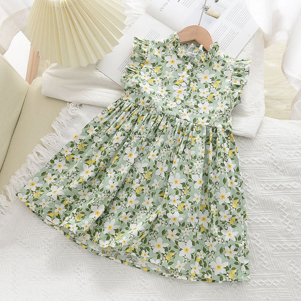 Girls Fly Sleeve Floral Dress Summer - PratSN