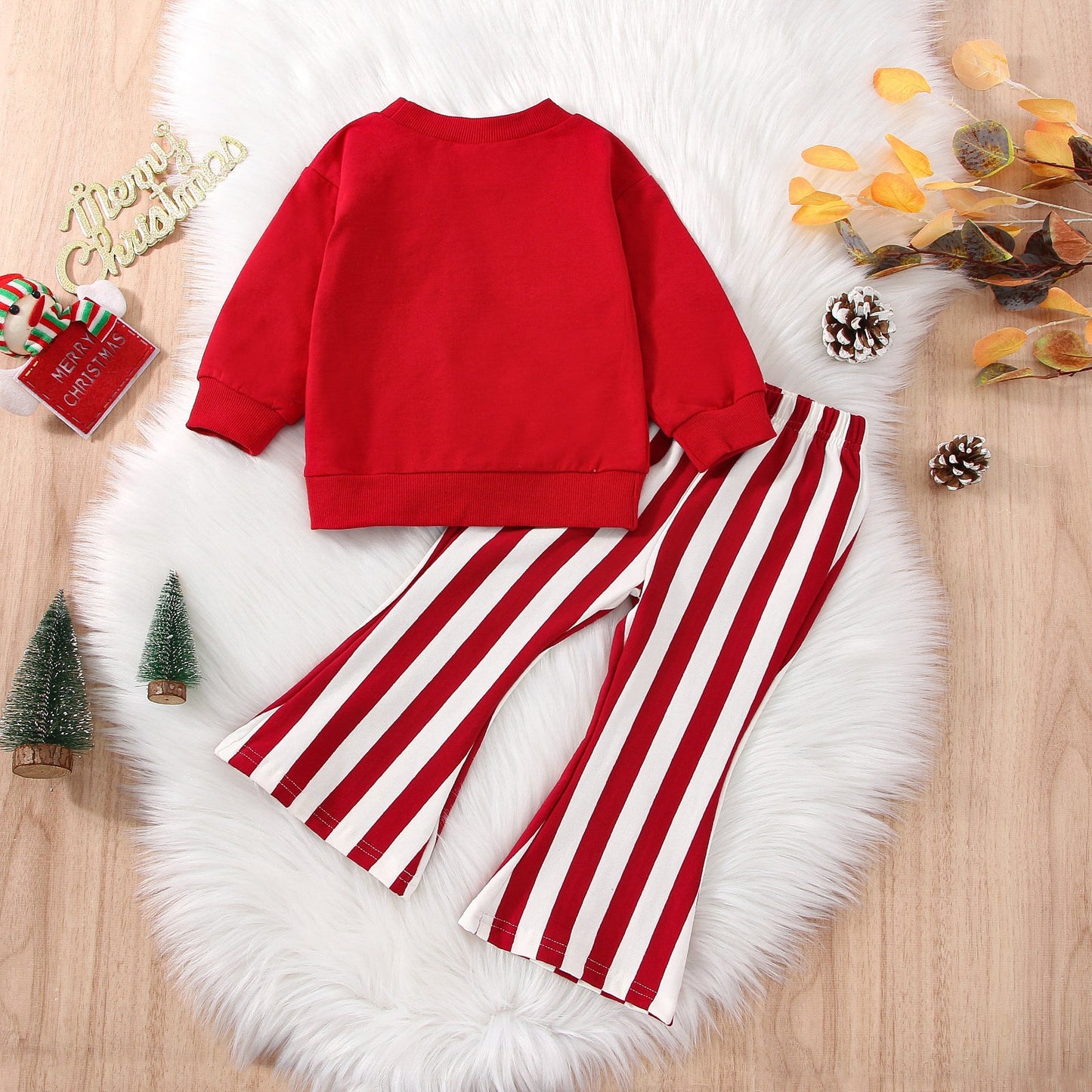 Girls' Long - sleeved Sweatshirt Striped Pants Set - PratSN