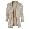 Glitter Long Sleeved Temperament Medium Length Small Suit Lapel Color Coat for Women - PratSN