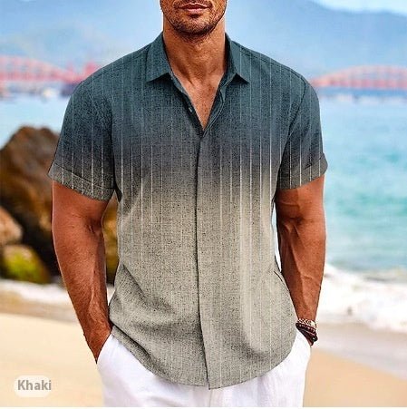 Gradient 3d Printed Short - sleeved Shirt Summer - PratSN