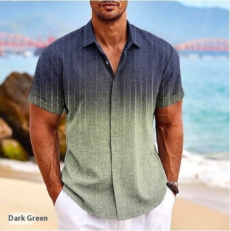 Gradient 3d Printed Short - sleeved Shirt Summer - PratSN