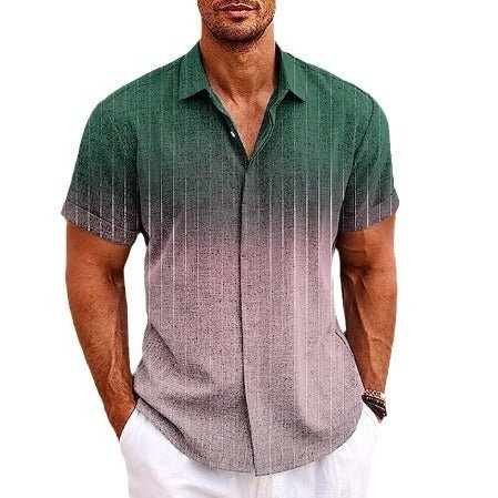 Gradient 3d Printed Short - sleeved Shirt Summer - PratSN