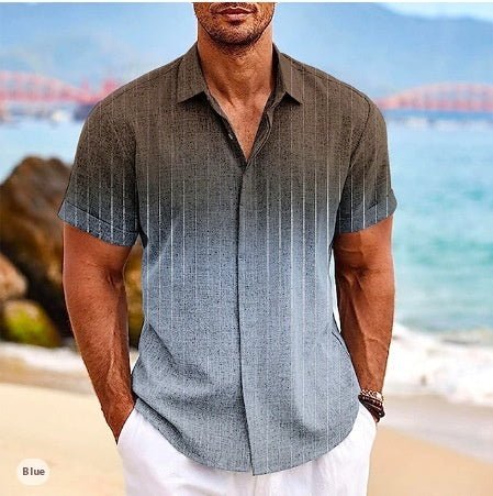 Gradient 3d Printed Short - sleeved Shirt Summer - PratSN