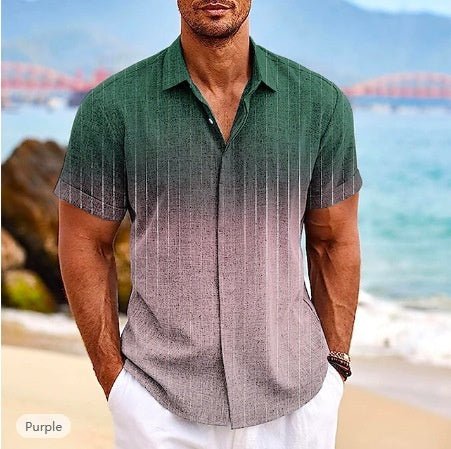 Gradient 3d Printed Short - sleeved Shirt Summer - PratSN
