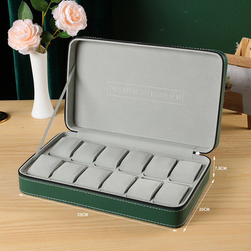 Green Zipper Watch Organizer Portable - PratSN