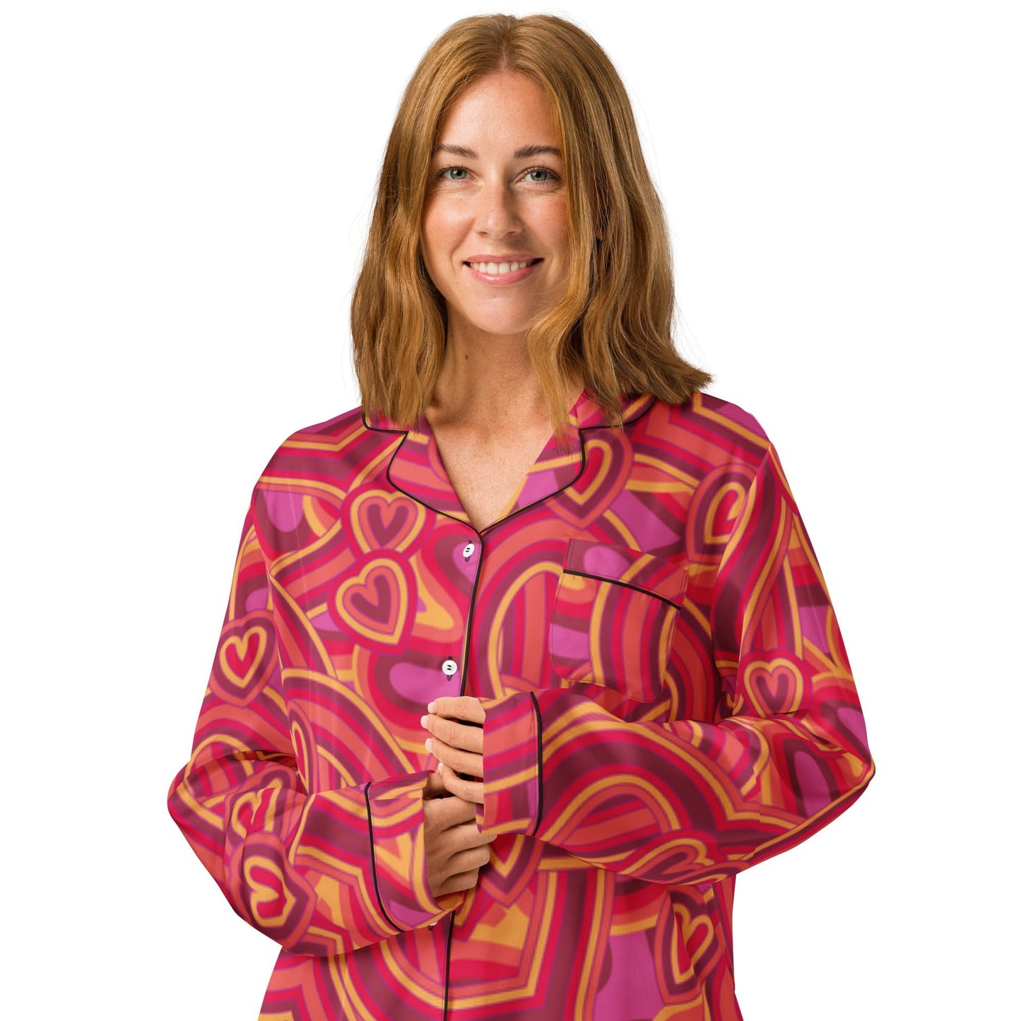 Heart pattern Women’s long sleeve pajama top - PratSN