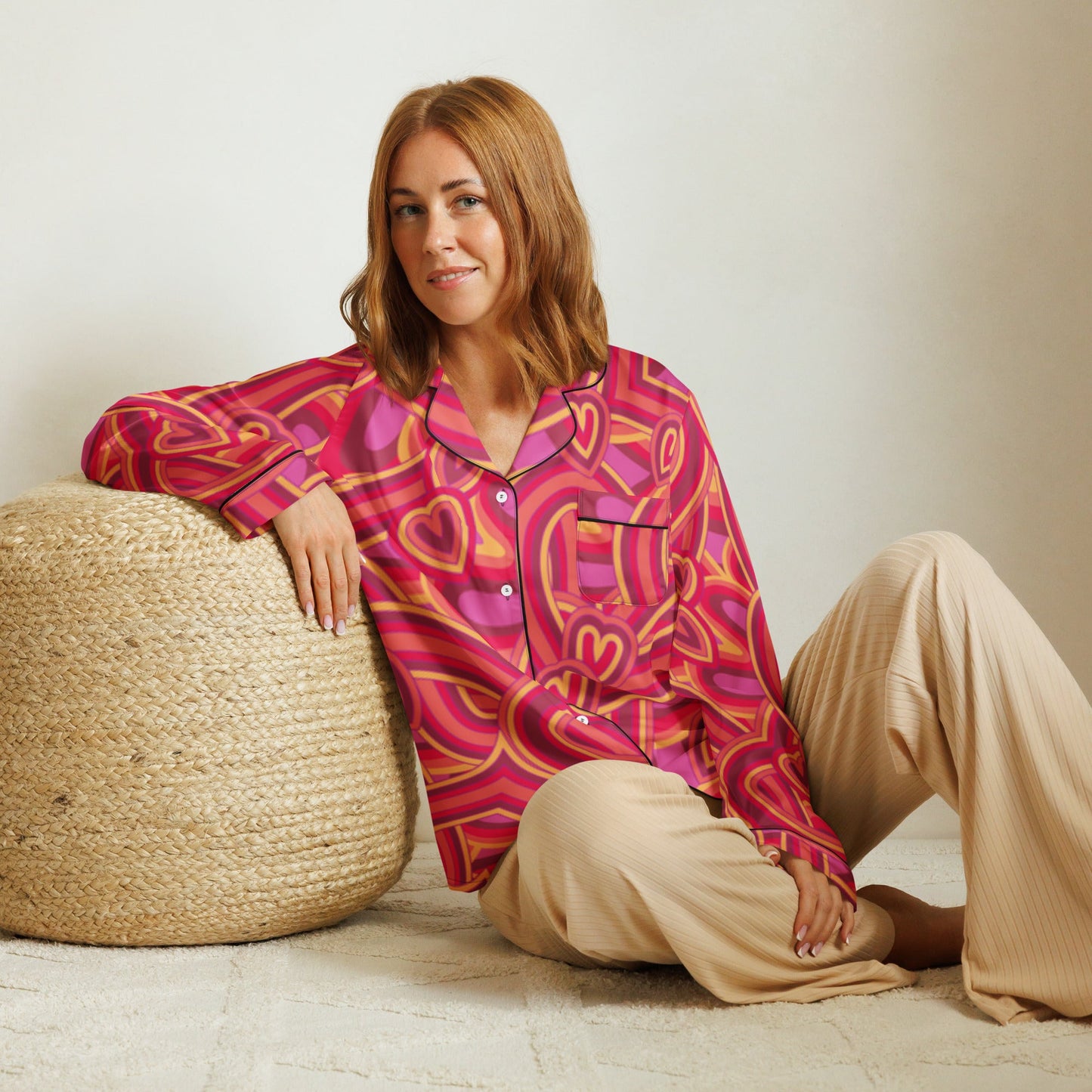 Heart pattern Women’s long sleeve pajama top - PratSN