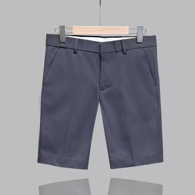 High End Business Shorts Men's Solid Color Slim Fit Straight Leg Capris Summer Slim Casual Pants - PratSN