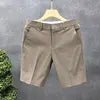 High End Business Shorts Men's Solid Color Slim Fit Straight Leg Capris Summer Slim Casual Pants - PratSN