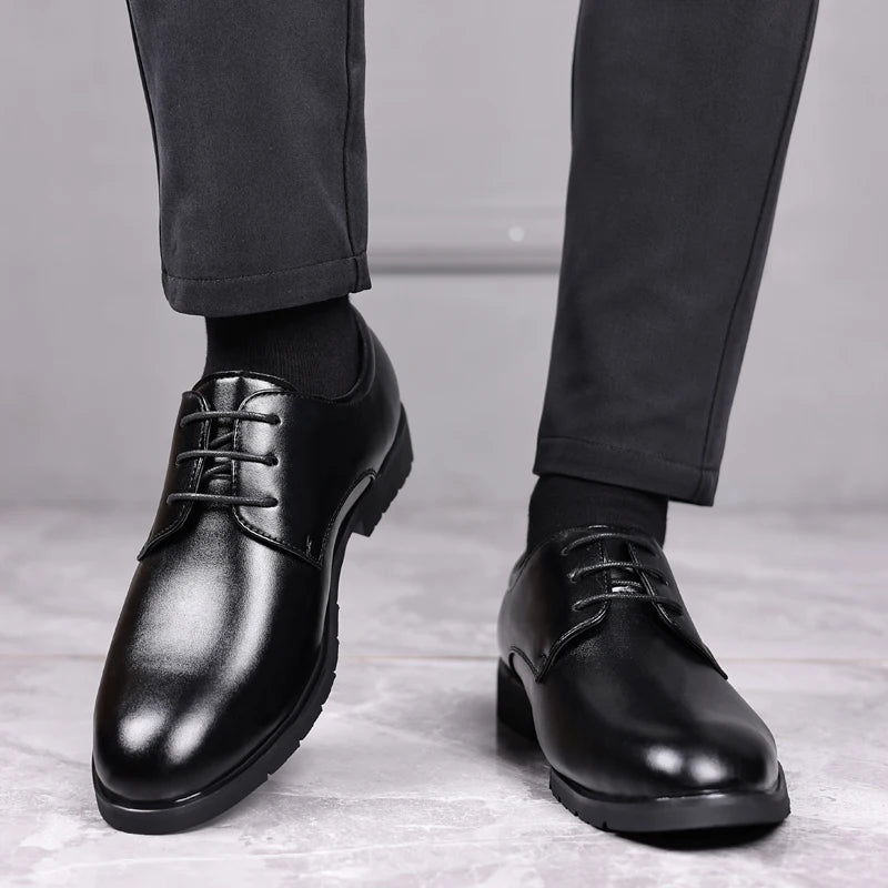 High Quality Formal Leather Men Dress Shoes Breathable Mens Casual Shoes Italian Luxury Brand Lace - Up Non - slip Men Driving Shoes - PratSN