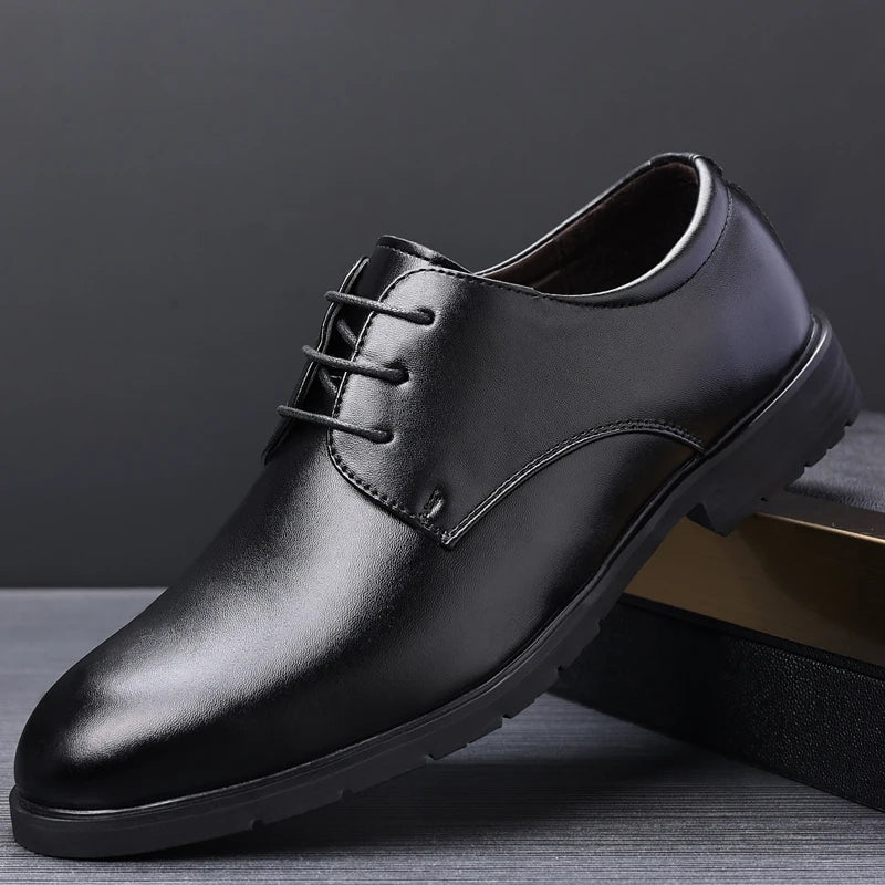High Quality Formal Leather Men Dress Shoes Breathable Mens Casual Shoes Italian Luxury Brand Lace - Up Non - slip Men Driving Shoes - PratSN